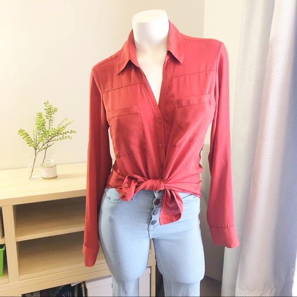 Express Tops - NWOT Express | Portofino Slim Burnt Red Buttondown